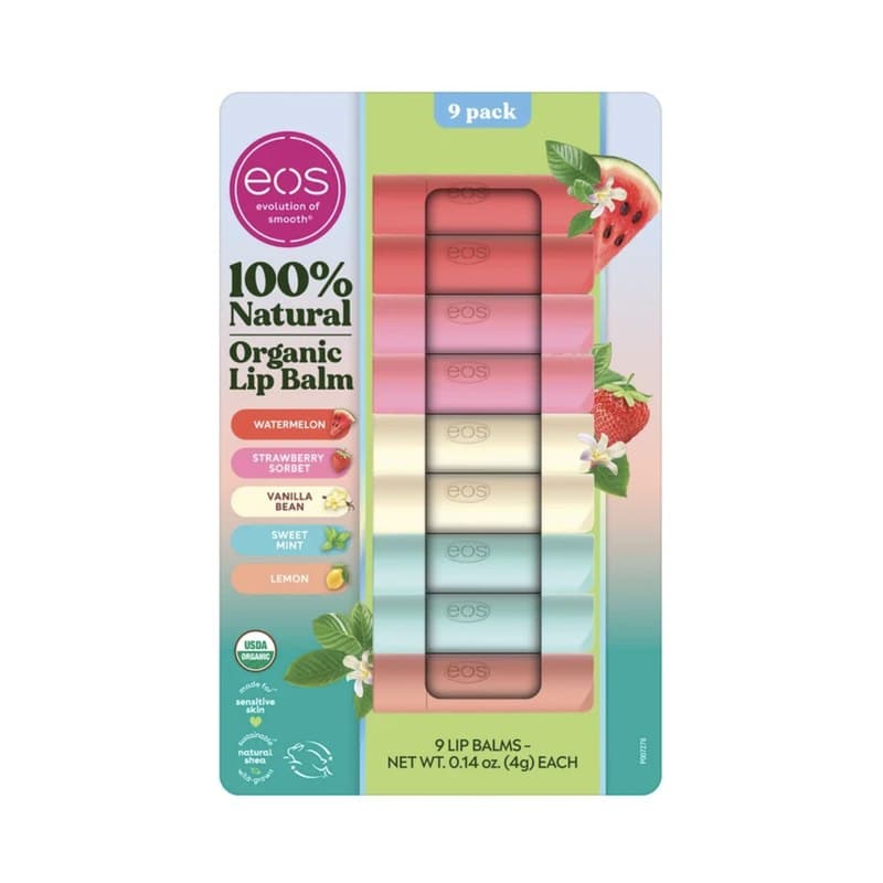 eos Natural USDA Organic Lip Balm, 9 Sticks